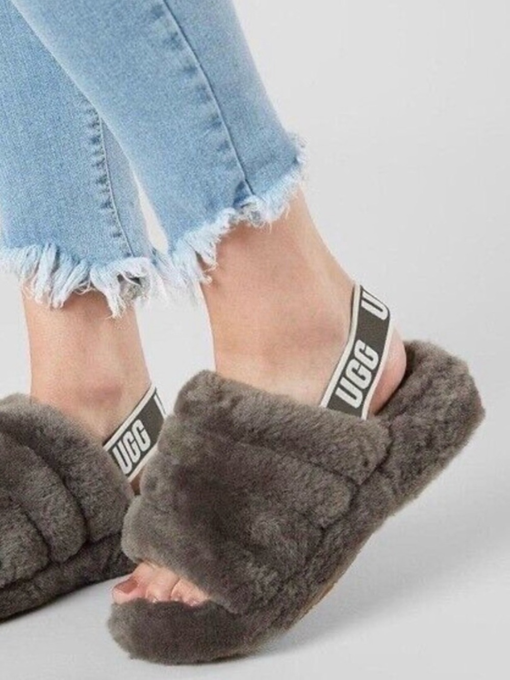 UGG Women’s Charcoal Gray Fluff Yeah Slide for Women